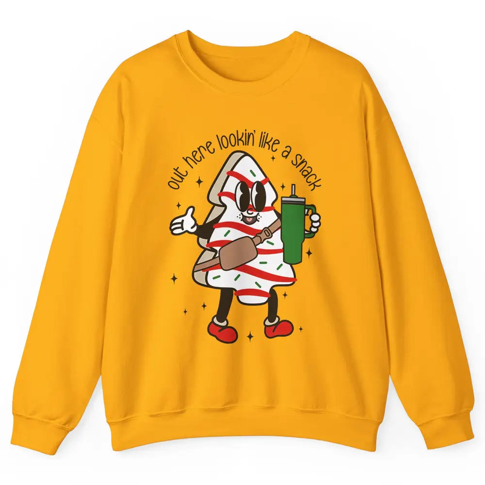 Funny Boo-jee Christmas Tree Cake Out Here Look Like A Snack Unisex Crewneck Sweatshirt