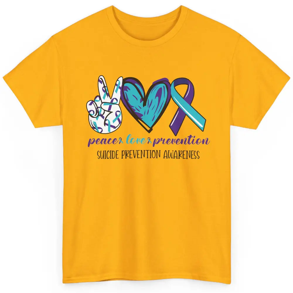 Suicide Prevention Awareness Ribbon Peace Love Prevention Classic Unisex T-Shirt