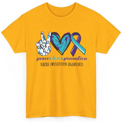 Suicide Prevention Awareness Ribbon Peace Love Prevention Classic Unisex T-Shirt