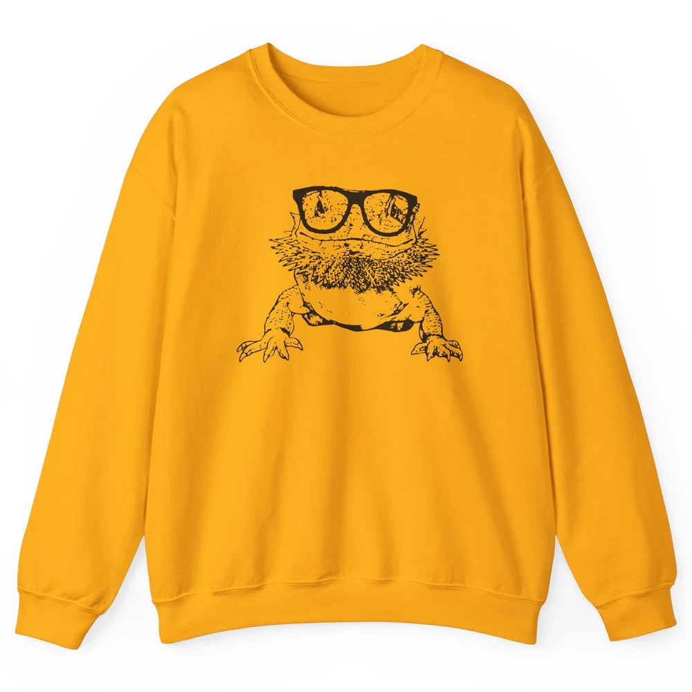 Bearded Dragon Glasses Animal Cute Bearded Dragon Owner Gift Unisex Crewneck Sweatshirt