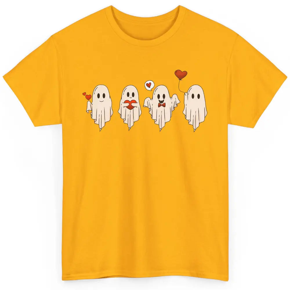 Cute Ghost Valentines Red Heart Spooky Valentine's Day Classic Unisex T-Shirt