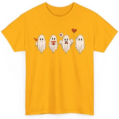 Cute Ghost Valentines Red Heart Spooky Valentine's Day Classic Unisex T-Shirt