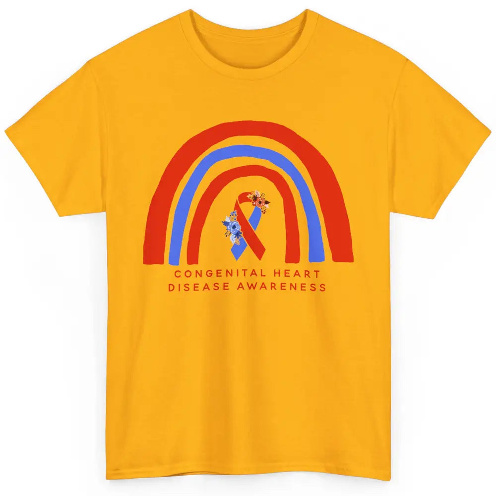 CHD Congenital Heart Disease Awareness Red Blue Ribbon Classic Unisex T-Shirt