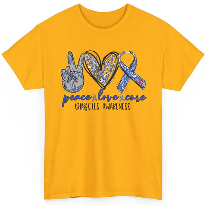 Diabetes Awareness Peace Love Cure Type 1 Diabetes Awareness Classic Unisex T-Shirt