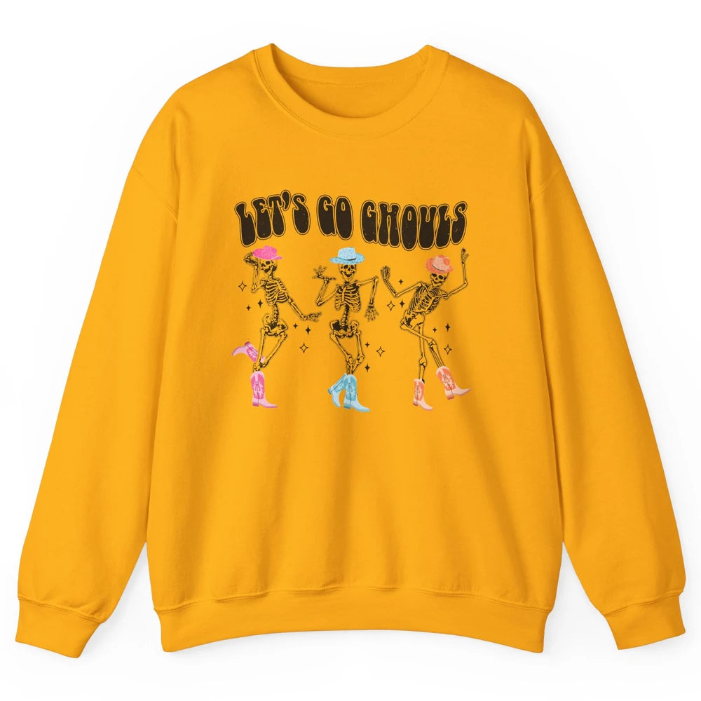 Dancing Skeleton Cowboy Let's Go Ghouls Western Halloween Unisex Crewneck Sweatshirt