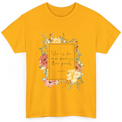 Floral She's Far More Precious Than Jewels Bible Christian Classic Unisex T-Shirt