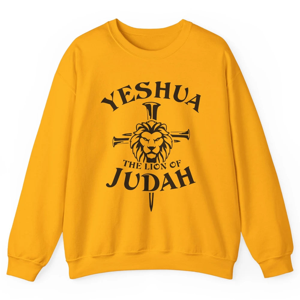 Yeshua Jesus Cross Lion Of Judah Christian Faith Religious Unisex Crewneck Sweatshirt