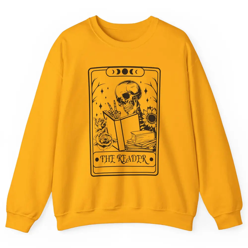 Retro Skeleton The Reader Tarot Card Halloween Romance Book Unisex Crewneck Sweatshirt