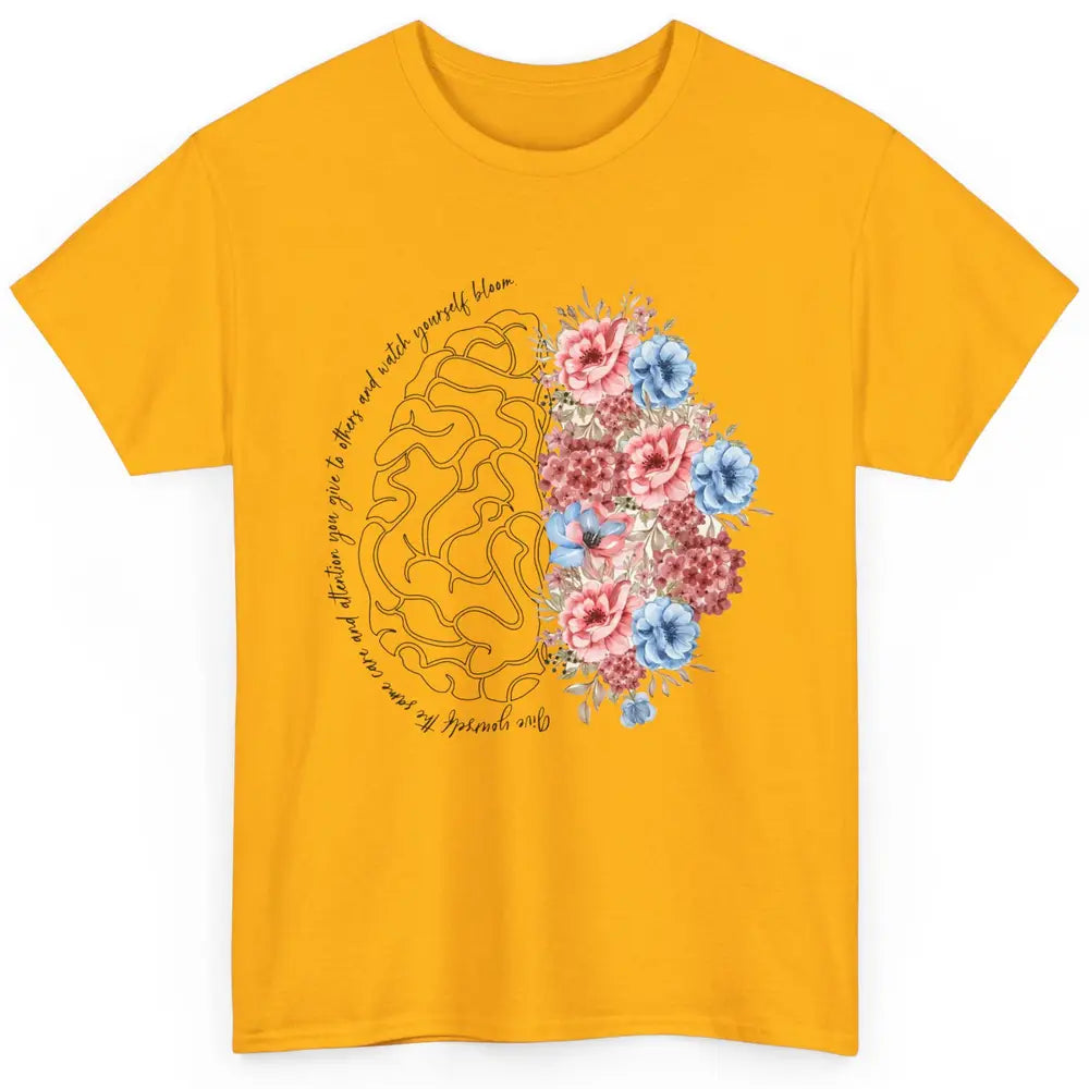 Brain Anatomy Nurse Blooming Flowers Nursing Anatomical Gift Classic Unisex T-Shirt