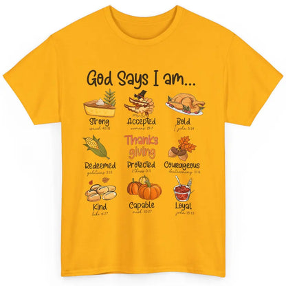 Retro Thanksgiving Turkey God Says I Am Bible Christian Fall Classic Unisex T-Shirt