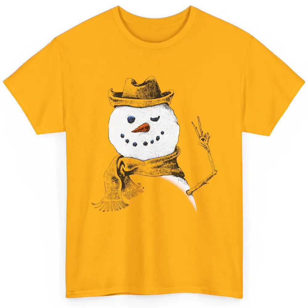 Snowman Peace Sign Christmas Snow Frosty Winter Xmas Gift Classic Unisex T-Shirt