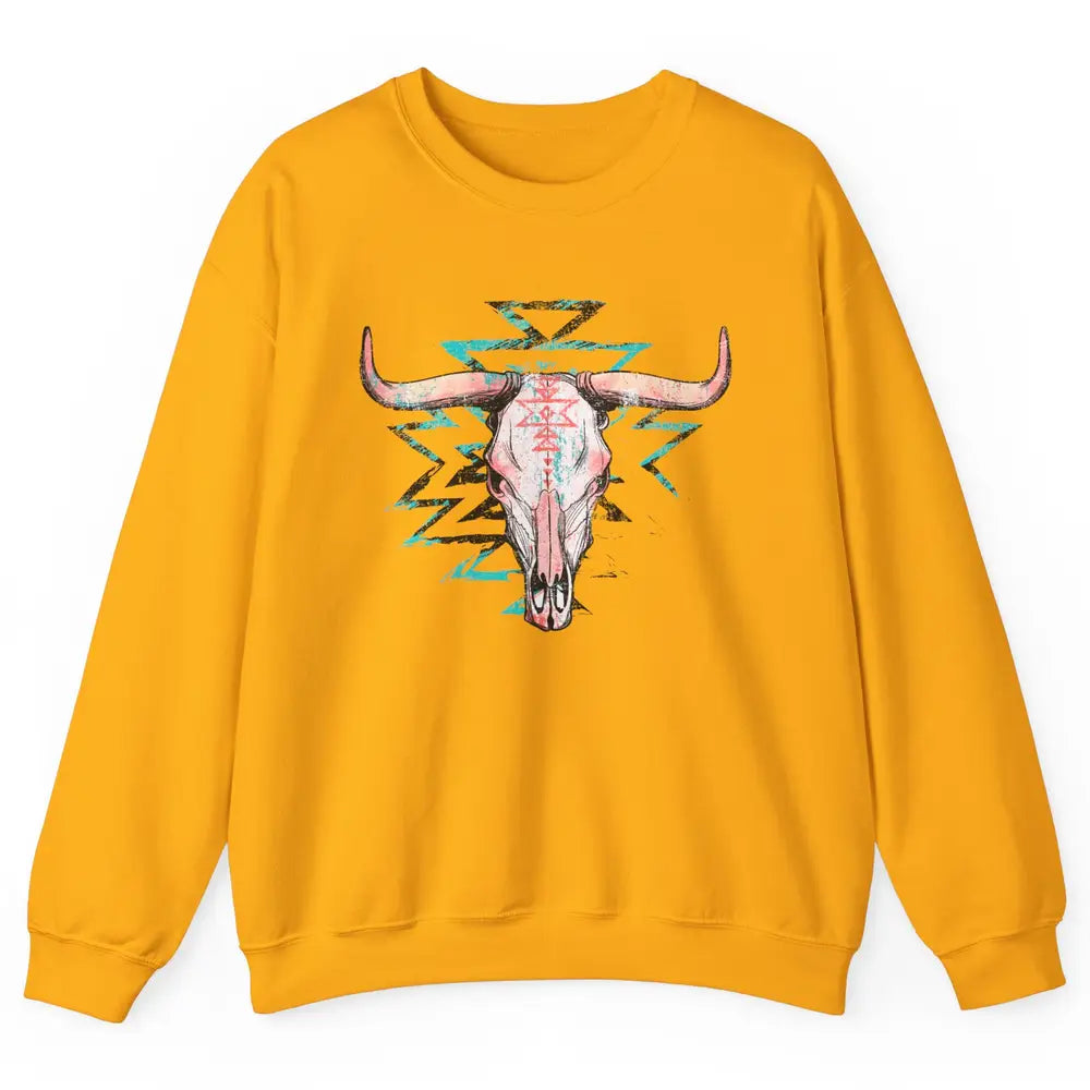 Boho Bull Skull Aztec Rodeo Desert Spirit Western Country Unisex Crewneck Sweatshirt