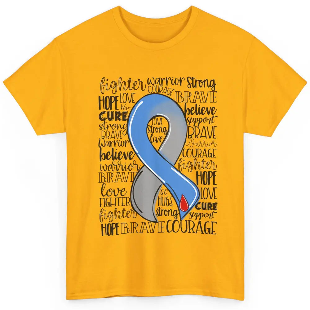 Diabetes Awareness Blue And Gray Ribbon Strong Brave Hope Classic Unisex T-Shirt