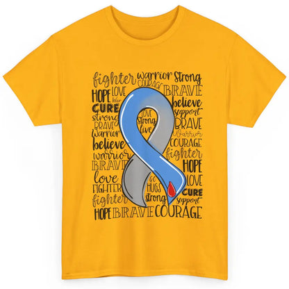 Diabetes Awareness Blue And Gray Ribbon Strong Brave Hope Classic Unisex T-Shirt