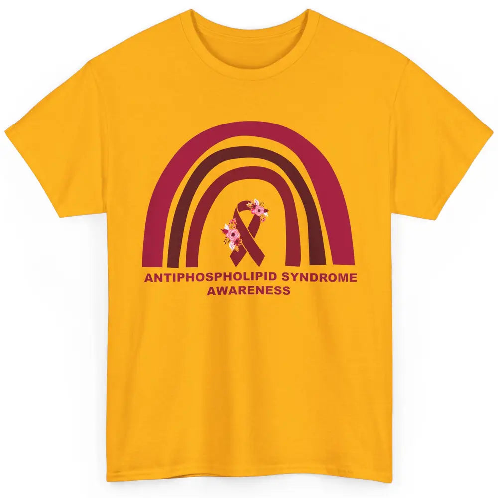 Antiphospholipid Syndrome Awareness APS Burgundy Rainbow Classic Unisex T-Shirt