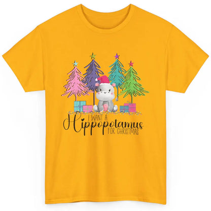 I Want A Hippopotamus For Christmas Tree Hippo Doodle Draw Classic Unisex T-Shirt