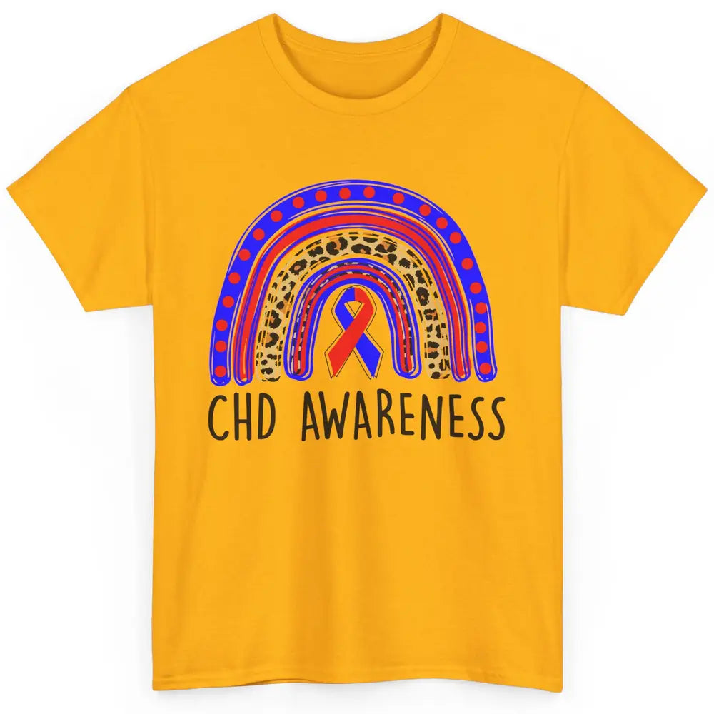 CHD Congenital Heart Disease Awareness Leopard Rainbow Gift Classic Unisex T-Shirt