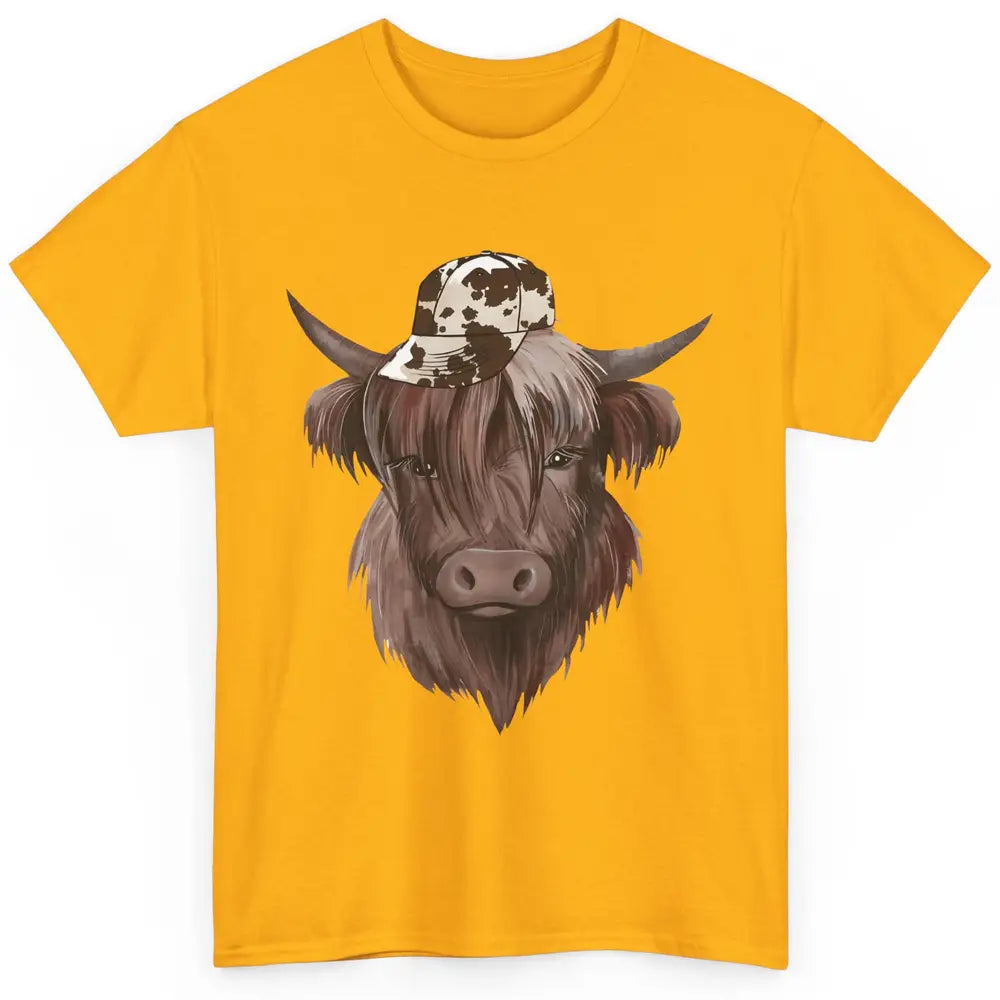 Funny Bull Cow With Hat Leopard Western Country Highland Cow Classic Unisex T-Shirt