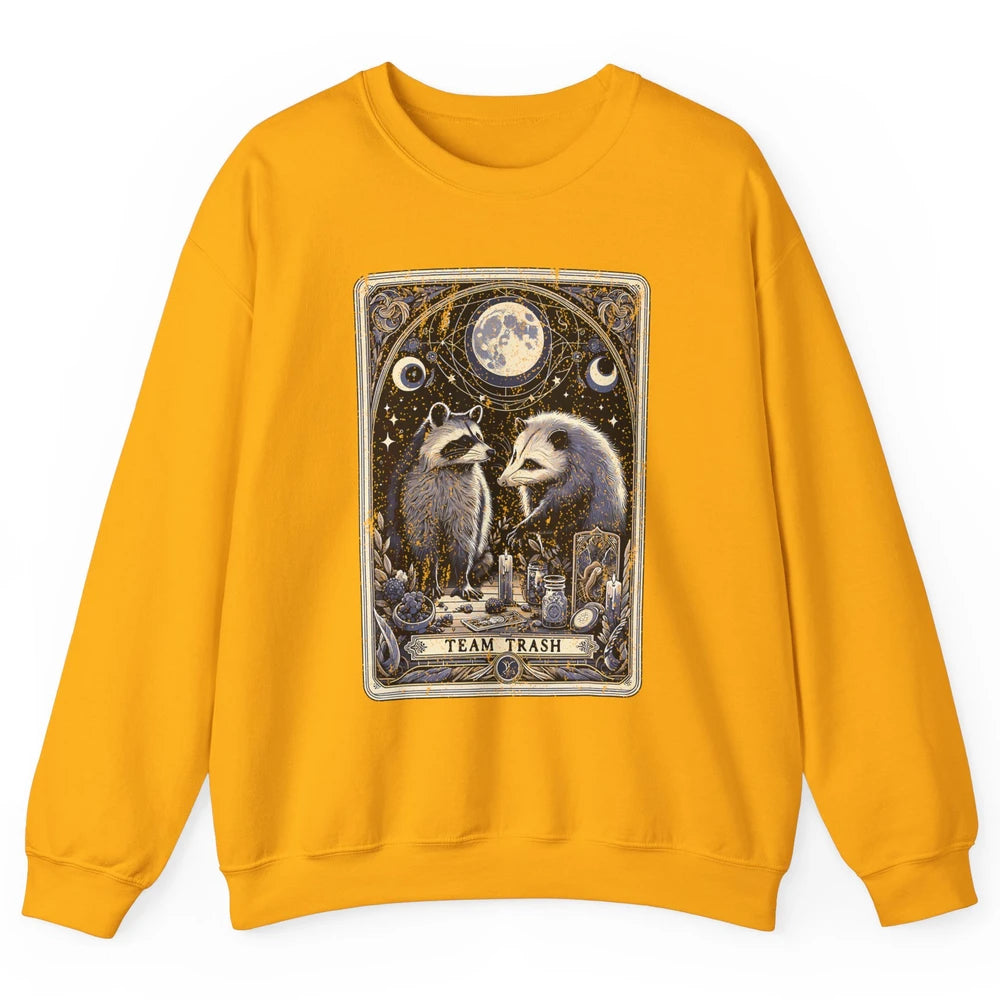 Team Trash Tarot Card Opossum Witchcraft Goth Possum Vintage Panda Raccoon Sarcastic Unisex Crewneck Sweatshirt