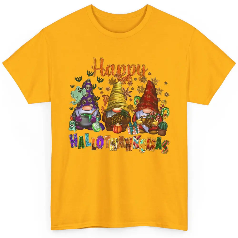 Funny Gnomes Happy Hallo-thank-mas Fall Pumpkin Thanksgiving Classic Unisex T-Shirt