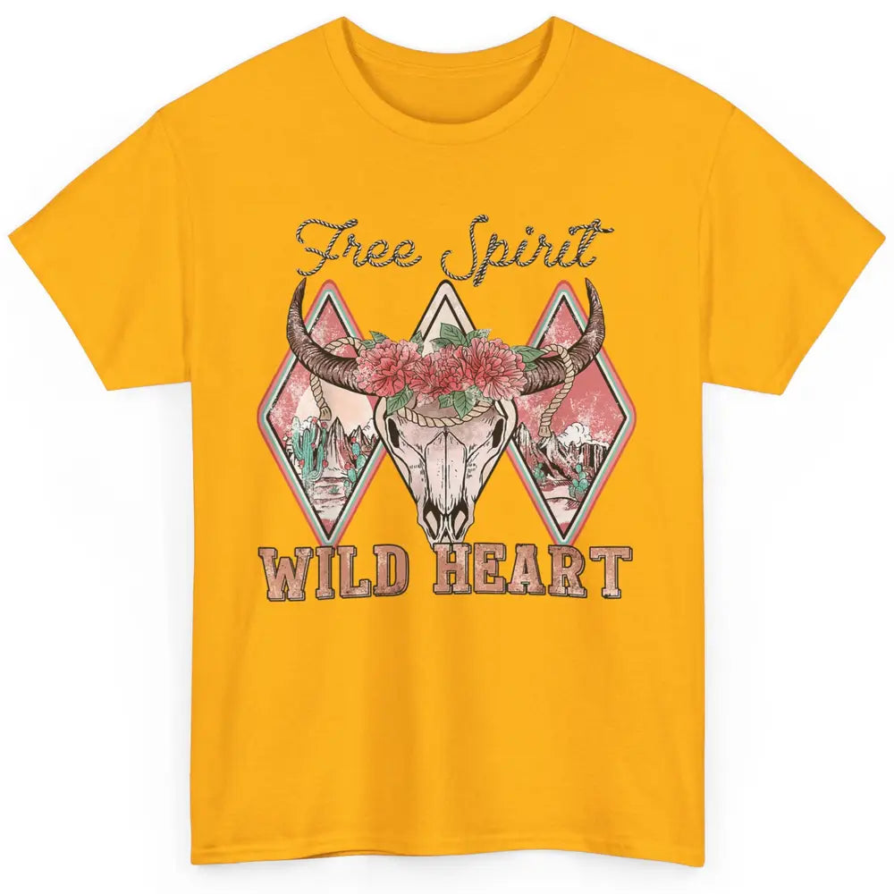 Bull Skull Free Spirit Wild Heart Valentine Western Rodeo Classic Unisex T-Shirt