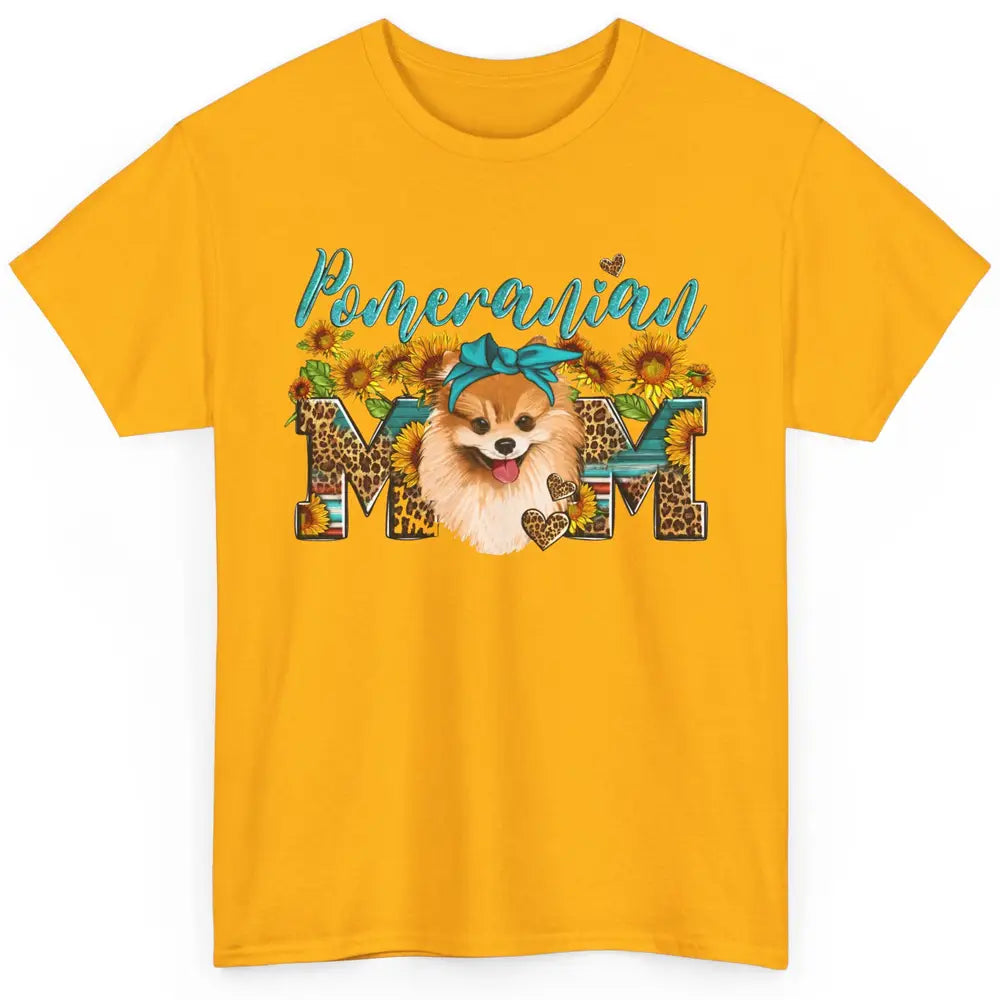 Sunflower Leopard Pomeranian Mom Western Pomeranian Dog Lady Classic Unisex T-Shirt