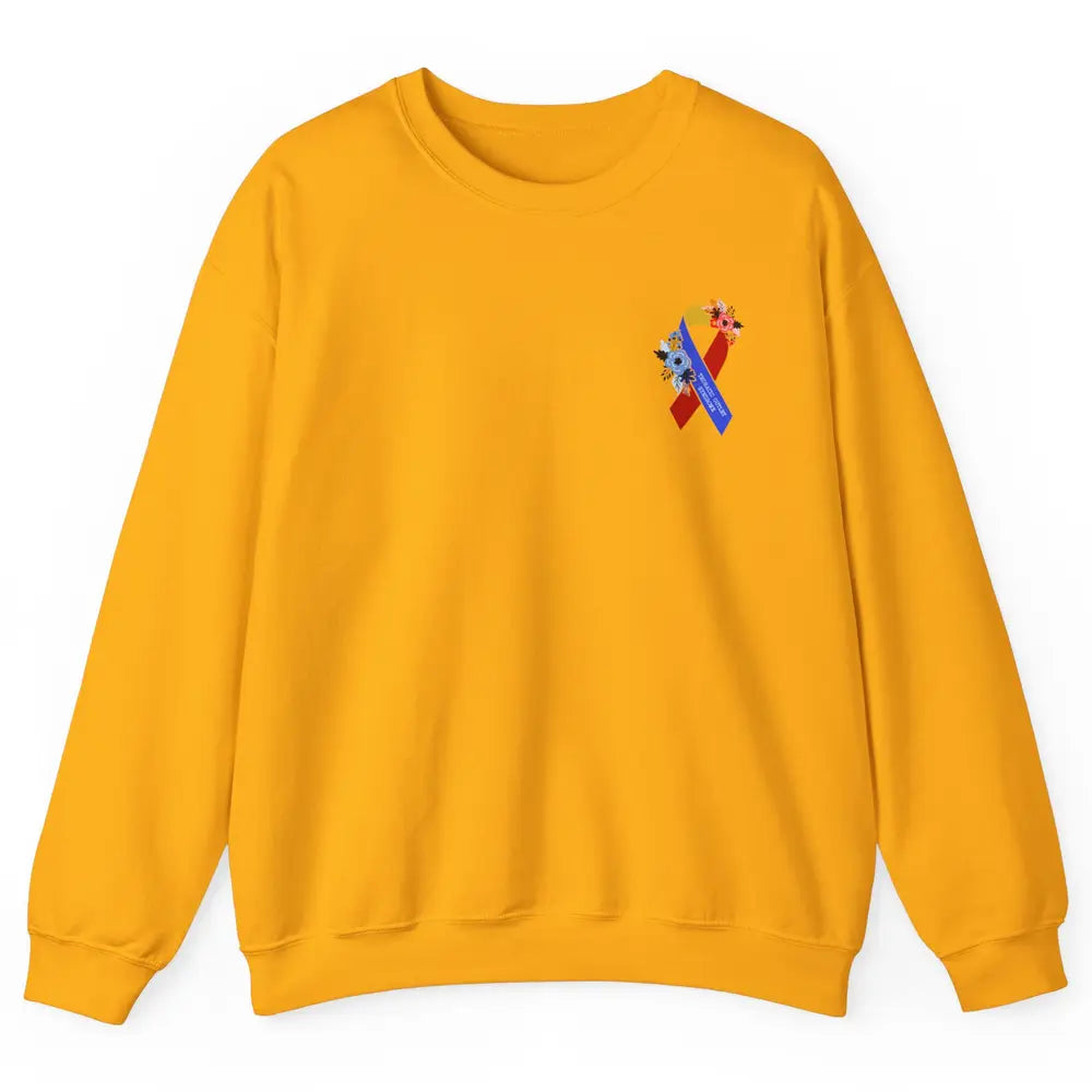 Thoracic Outlet Syndrome Awareness Floral Blue Red Ribbon Unisex Crewneck Sweatshirt