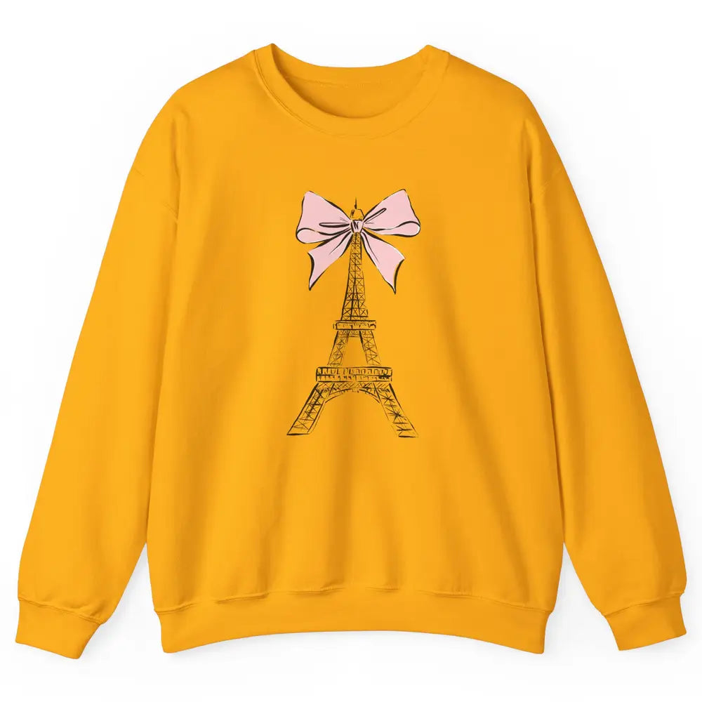 Voyager Floral Eiffel Tower Minimal Paris France Travel Girl Unisex Crewneck Sweatshirt