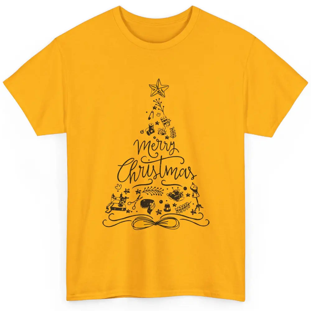 Funny Sewing Merry Christmas Tree Quilting Symbols Christmas Classic Unisex T-Shirt