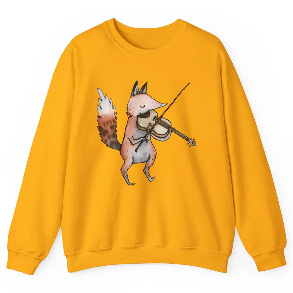 Vintage Fox Playing Violin Funny Violinist Musician Gift Unisex Crewneck Sweatshirt