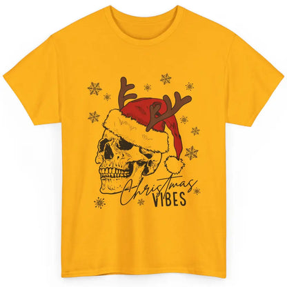 Christmas Vibes Skull With Santa Hat Christmas Skeleton Classic Unisex T-Shirt