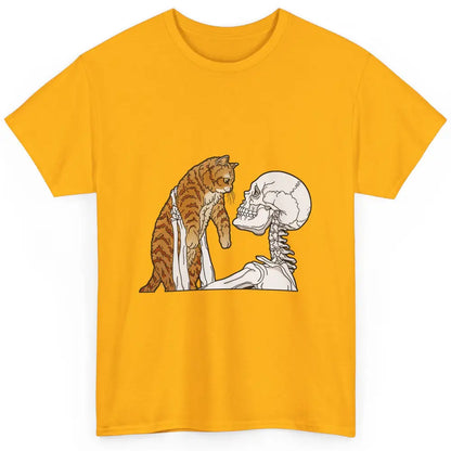 Cat And Skeleton Best Friends Of Cat Funny Orange Cat Kitten Classic Unisex T-Shirt