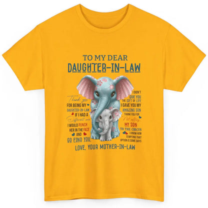 To My Dear Daughter In Law Love Mother In Law Cute Elephant Classic Unisex T-Shirt