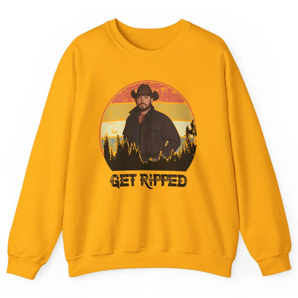 Vintage Cowboy Get Ripped Western Country Music Rodeo Dad Unisex Crewneck Sweatshirt