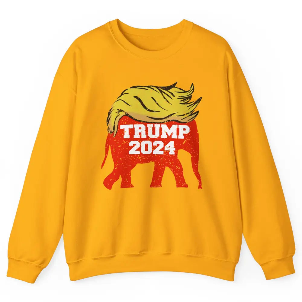 Trump 2024 Republican Elephant With Trump Hair Funny Trump Unisex Crewneck Sweatshirt