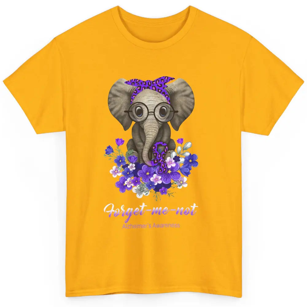 Alzheimer Awareness Purple Ribbon Elephant Forget Me Not Classic Unisex T-Shirt