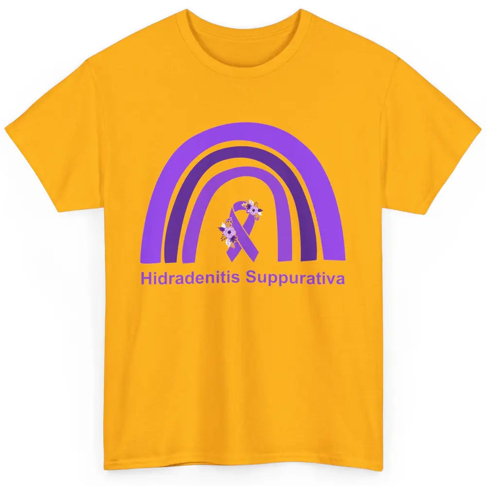 Small Fiber Neuropathy Awareness Floral Purple Rainbow Classic Unisex T-Shirt