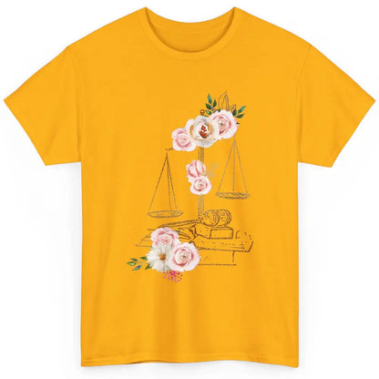 Floral Lawyer Office Scales Roses Justice Fair Law School Classic Unisex T-Shirt