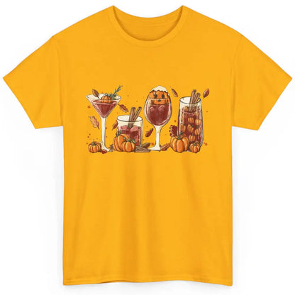 Fall Wine Glasses Orange Pumpkin Spice Autumn Hello Fall Classic Unisex T-Shirt