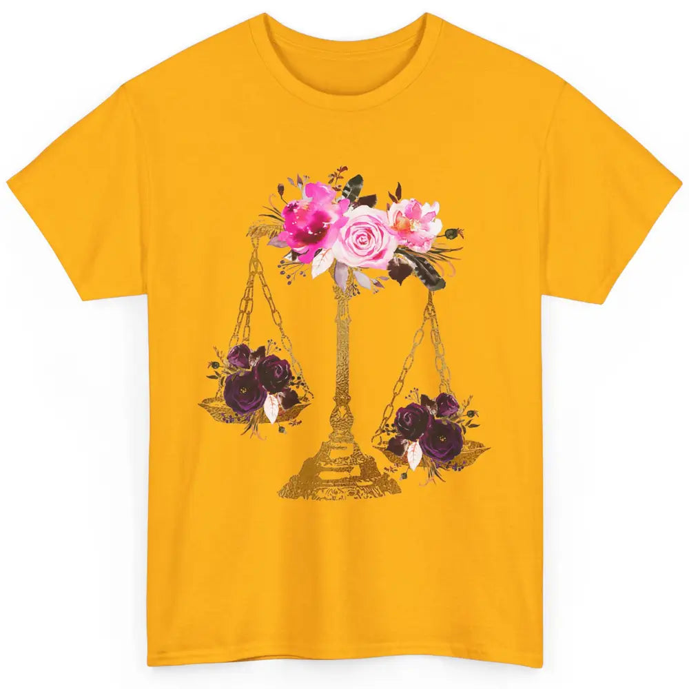 Wildflowers Lawyer Office Scales Roses Justice Law School Classic Unisex T-Shirt