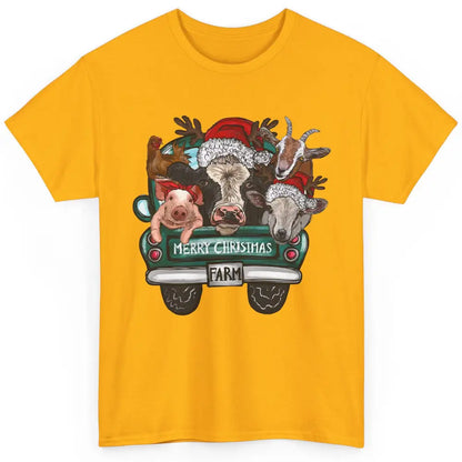 Heifer Merry Christmas Truck Pig Goat Farm Animals Christmas Classic Unisex T-Shirt