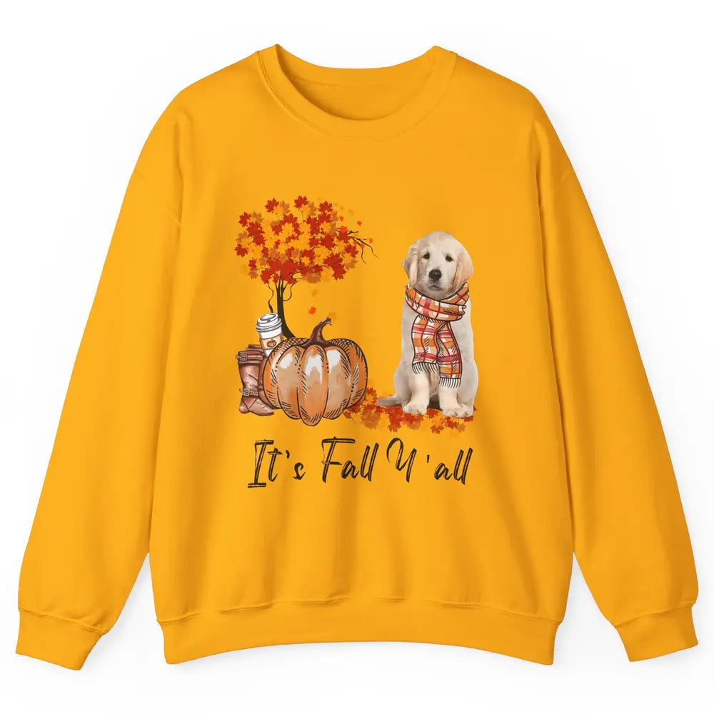 Golden Retriever Pumpkin Happy Fall Yall Autumn Thanksgiving Unisex Crewneck Sweatshirt