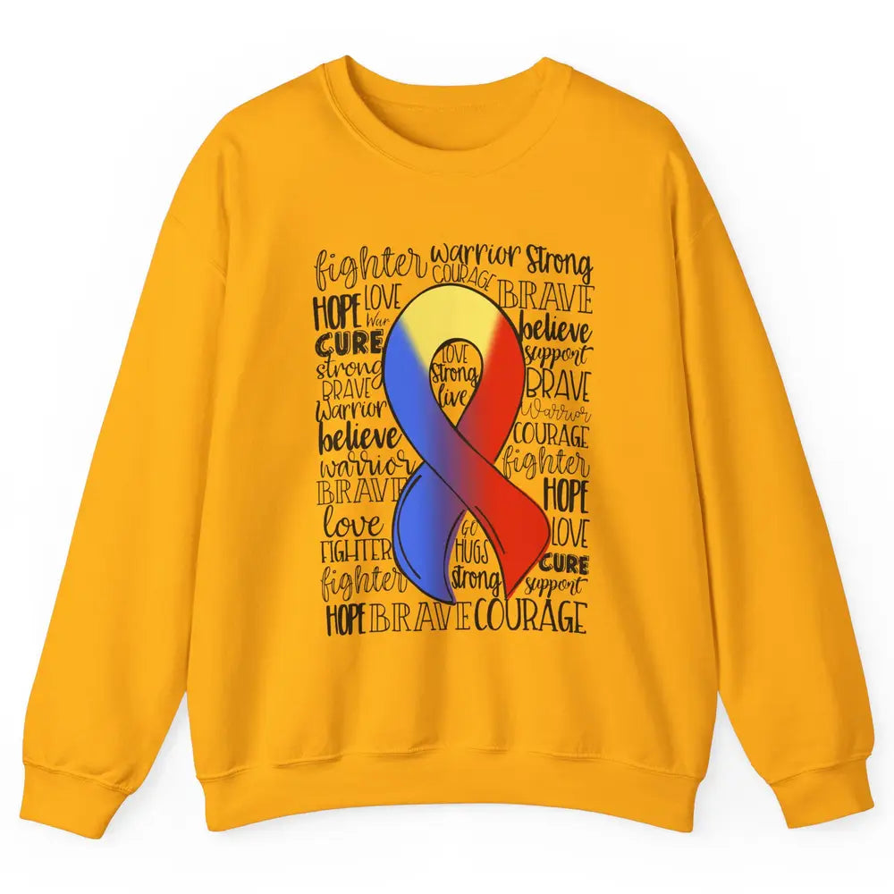 Thoracic Outlet Syndrome Awareness Blue Red Ribbon Hope Love Unisex Crewneck Sweatshirt