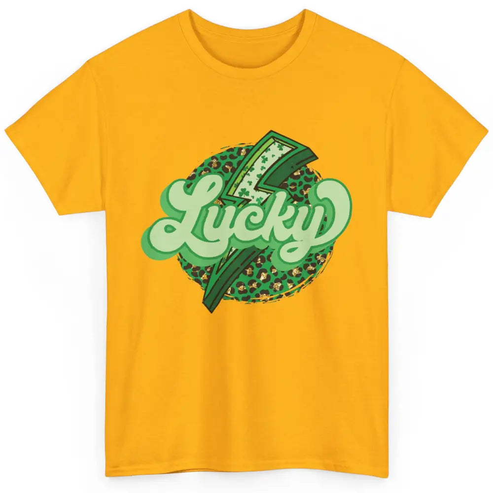 St Patrick Leopard Shamrocks Lucky Lightning Bolt Western Classic Unisex T-Shirt