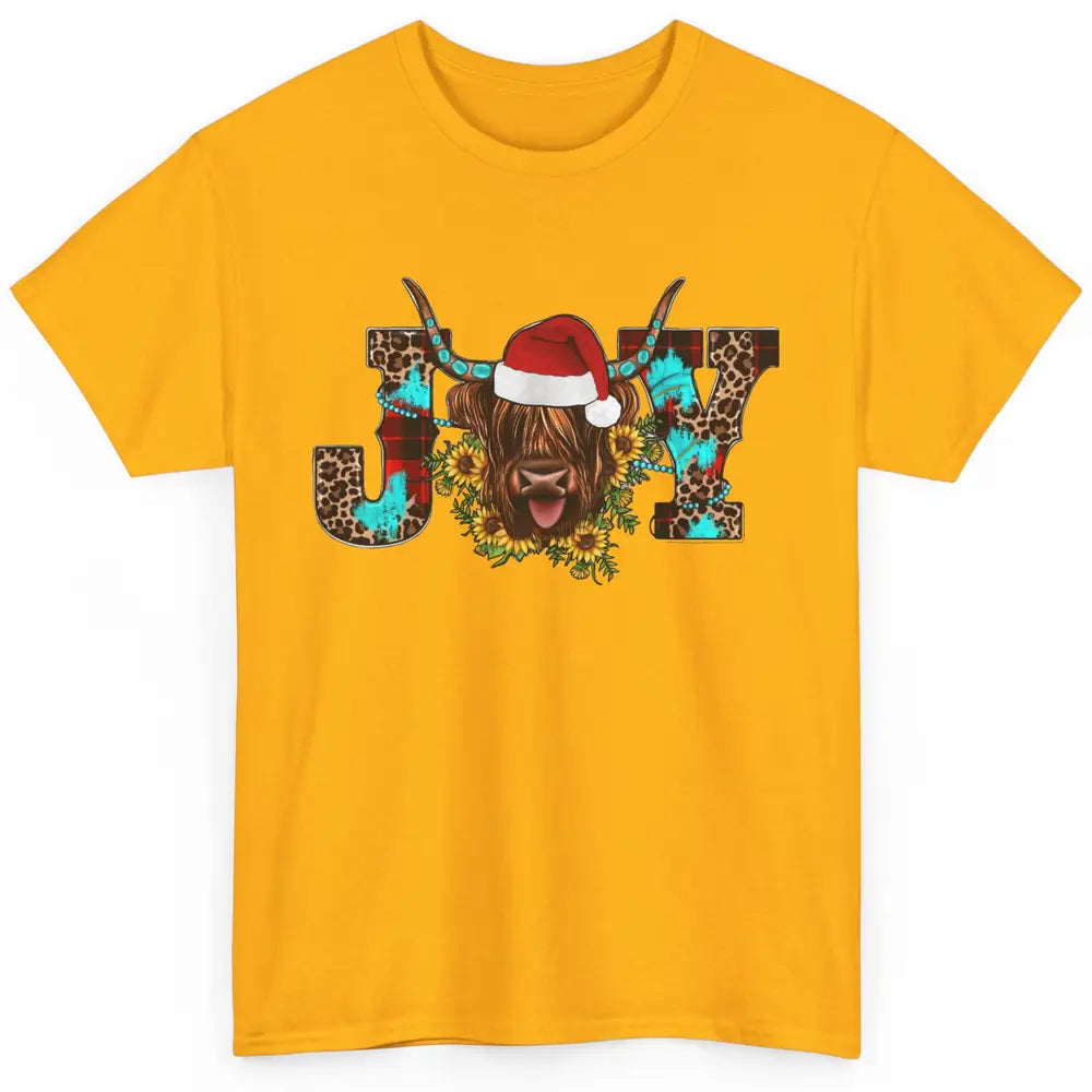 Highland Cow Christmas Joy Heifer Western Country Cowboy Classic Unisex T-Shirt