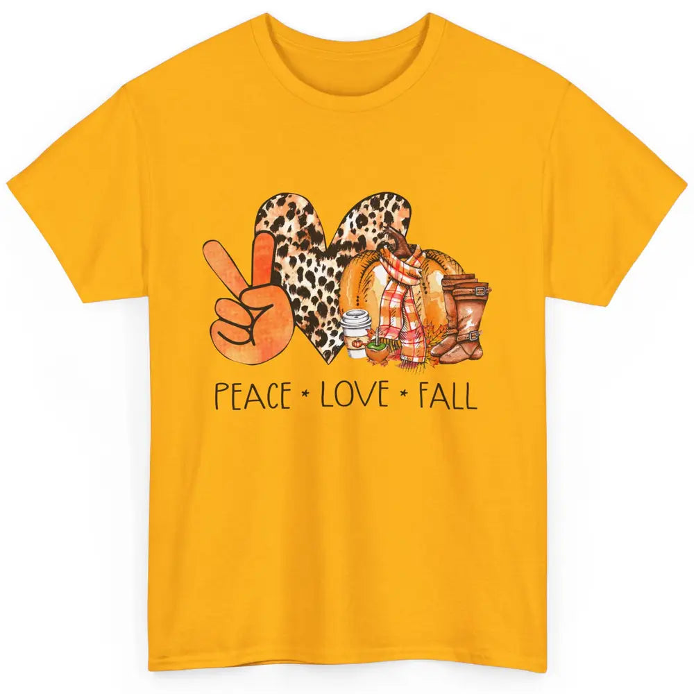 Peace Love Fall Pumpkin Spice Fall Halloween Thanksgiving Classic Unisex T-Shirt