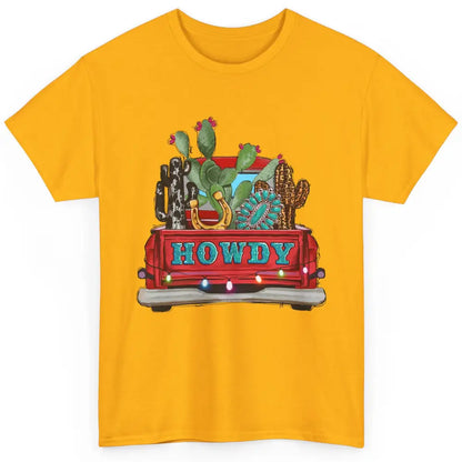 Howdy Truck Cactus Cowhide Western Christmas Gemstone Truck Classic Unisex T-Shirt