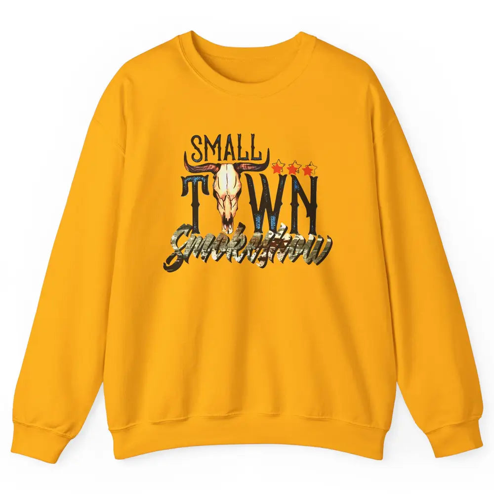 Boho Bull Skull Small Town Smokeshow Western Country Cowgirl Unisex Crewneck Sweatshirt