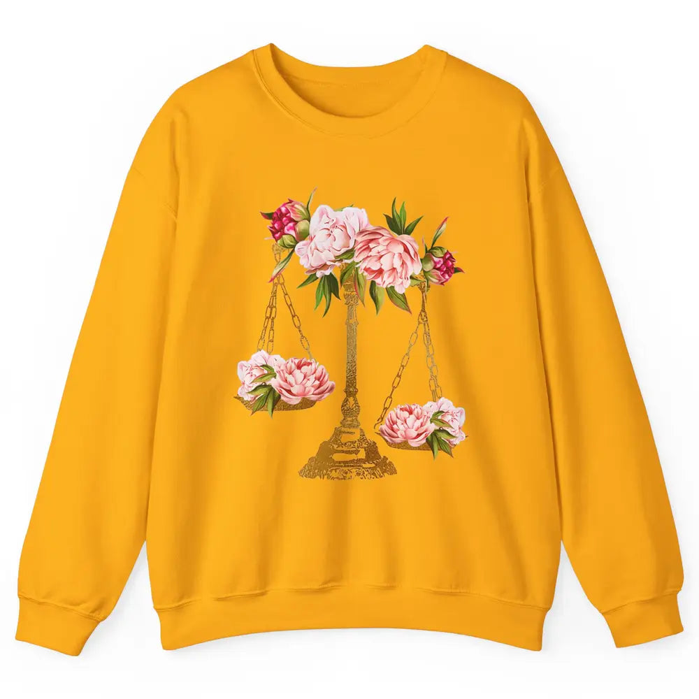 Wildflowers Lawyer Office Scales Decor Justice Law School Unisex Crewneck Sweatshirt