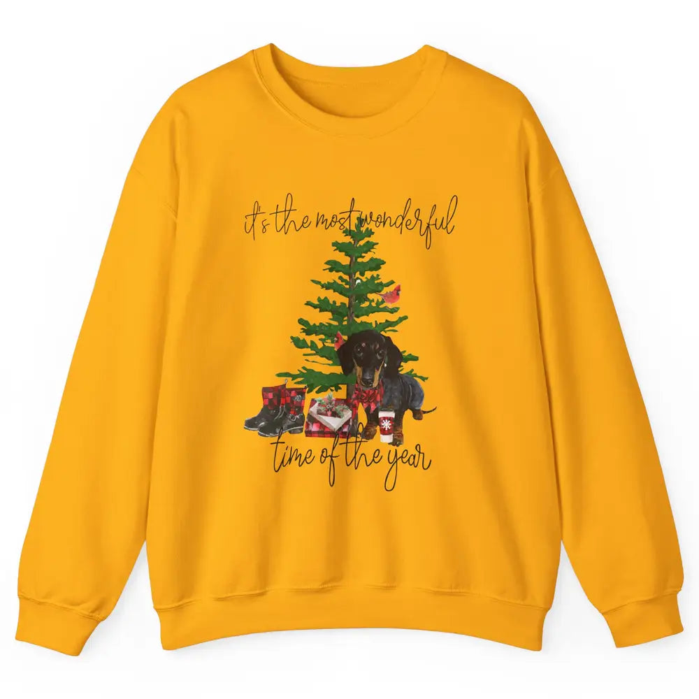 Dachshund Christmas Tree The Most Wonderful Time Of The Year Unisex Crewneck Sweatshirt